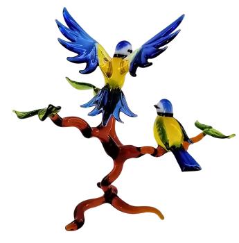 Preview: 2 Blaumeisen auf Ast, stehend (dunkelblau)